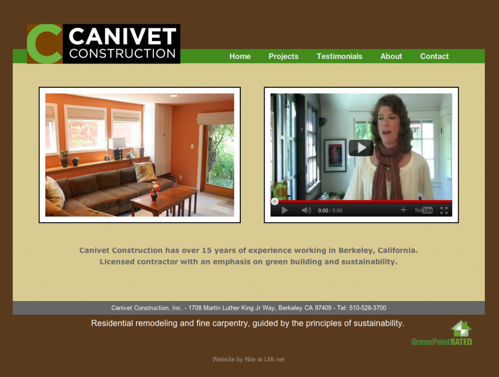 Canivet Construction home page