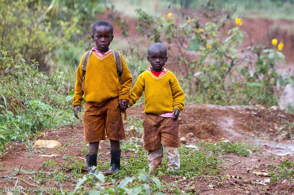 Boys in the rain, Kenya.