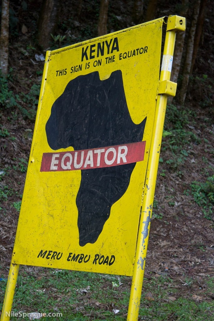 This sign is on the equator, Meru-Embu road, Kenya