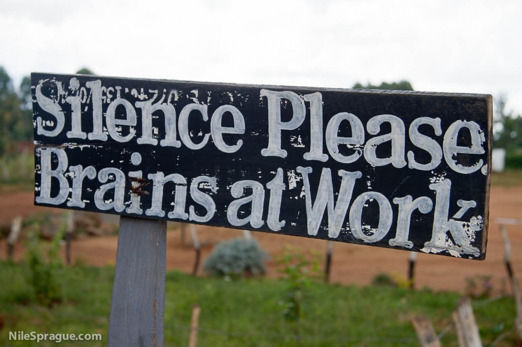 "Silence Please, Brains at Work" sign, Kitale school, Rift Valley province, Kenya
