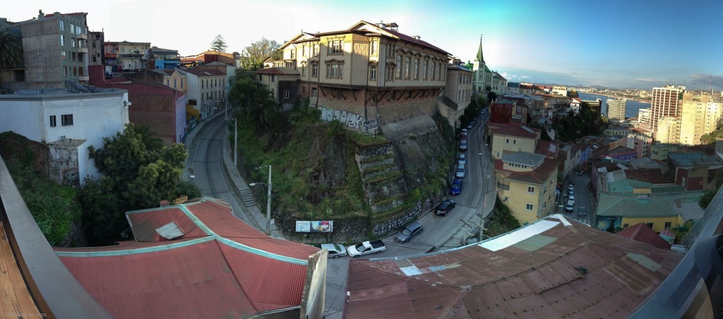 View from Fauna Restaurant, Cero Alegre, Valparaiso, Chile